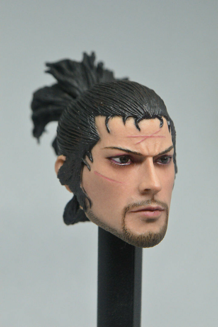 1/6 Male Head Sculpt Miyamoto Musashi Japan samurai Male Head Carved Model Toys Fit 12 Action Figure Body