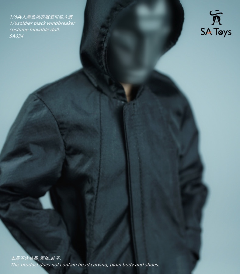 【In Stock】SA Toys 1/6 Black windbreaker SA034 Clothing accessories Suitable for 12 inch movable doll