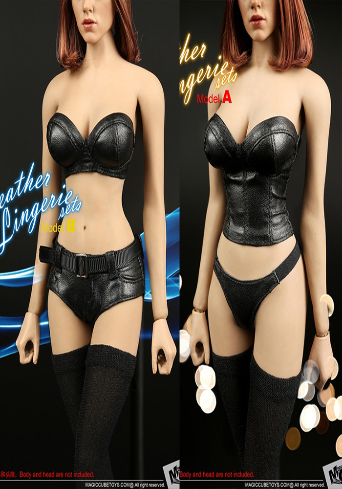IN STOCK MCTOYS F-049 1/6 Women's Clothing Wrapped Chest Stockings Leather Shorts Leather Underwear For 12'' Female Body