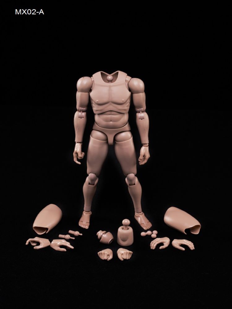 MX02-AB 1/6 Male Figure Body 2.0 Nude Narrow Shoulders with Neck 12'' Flexible Doll Toy