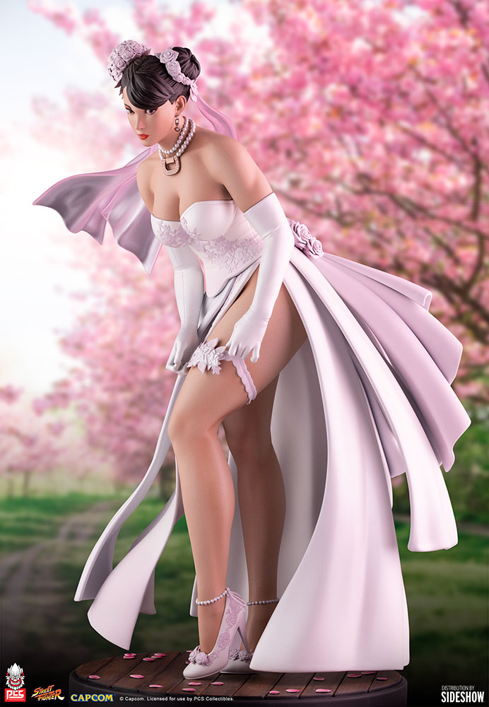 In-Stock Sideshow x PCS 1/4 Statue Street Fighter Chun-Li Wedding dress Version P1 Color909386& P2 Color9093862