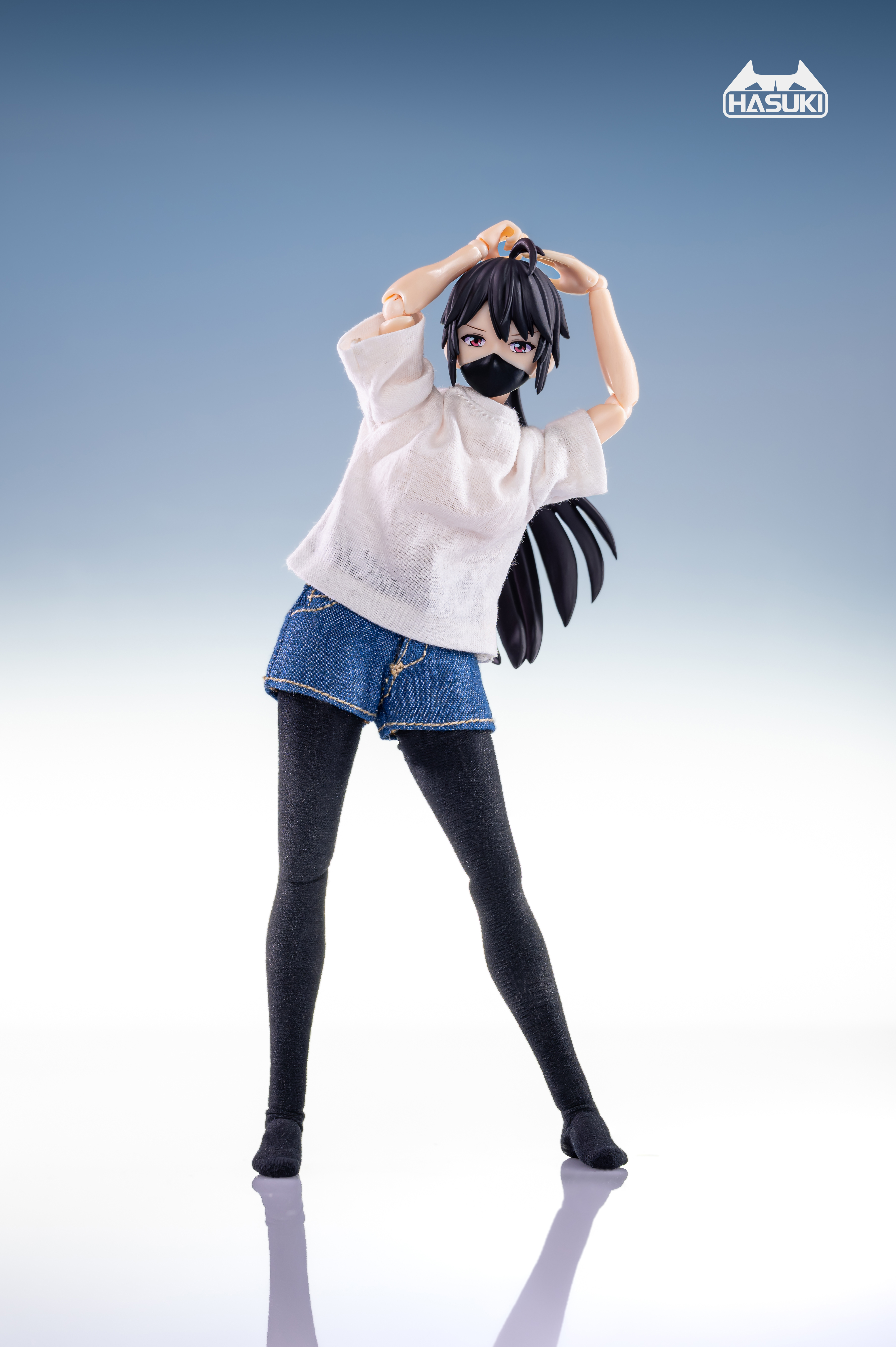 PRE-ORDER HASUKI Studio T-shirt Denim Shorts Set CS008Jiniang Clothing Bag 1/12 Scence